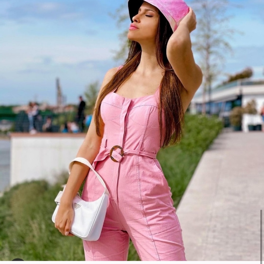 NWT ZARA Fitted Jumpsuit With Belt Pink XS - Picture 6 of 10